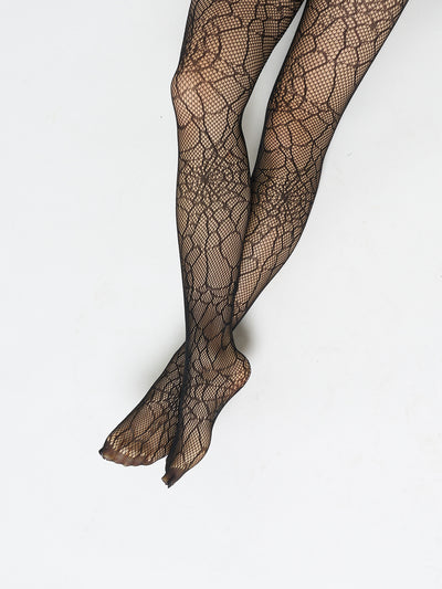 Black Forest Web Patterned Tights - Minga London