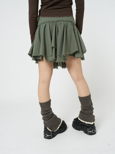 Flora Green Layered Asymmetrical Mini Skirt - Minga London