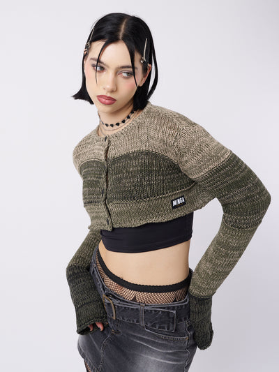 Drea Green Extreme Cropped Cardigan - Minga London