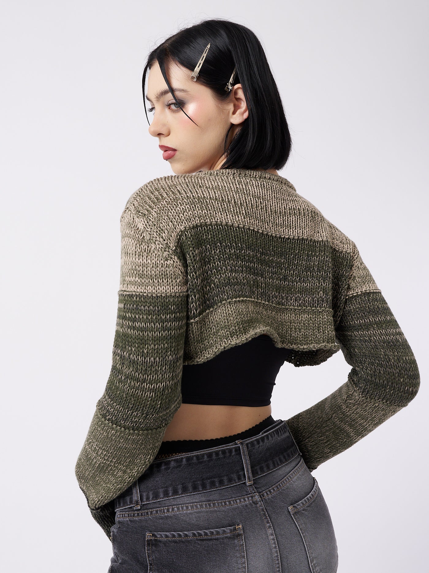 Drea Green Extreme Cropped Cardigan - Minga London