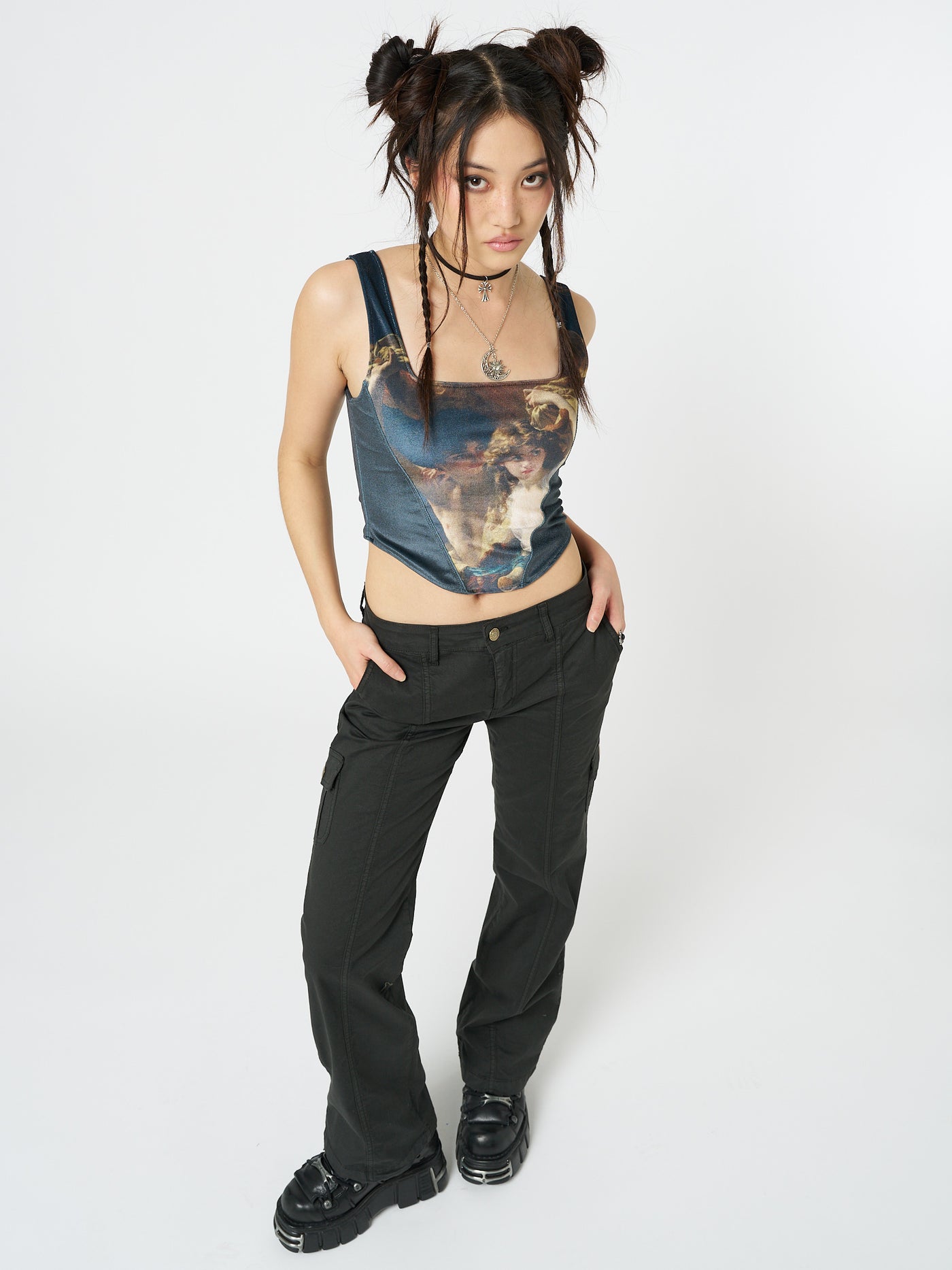 Arieta Black Velvet Corset Crop Top - Minga London