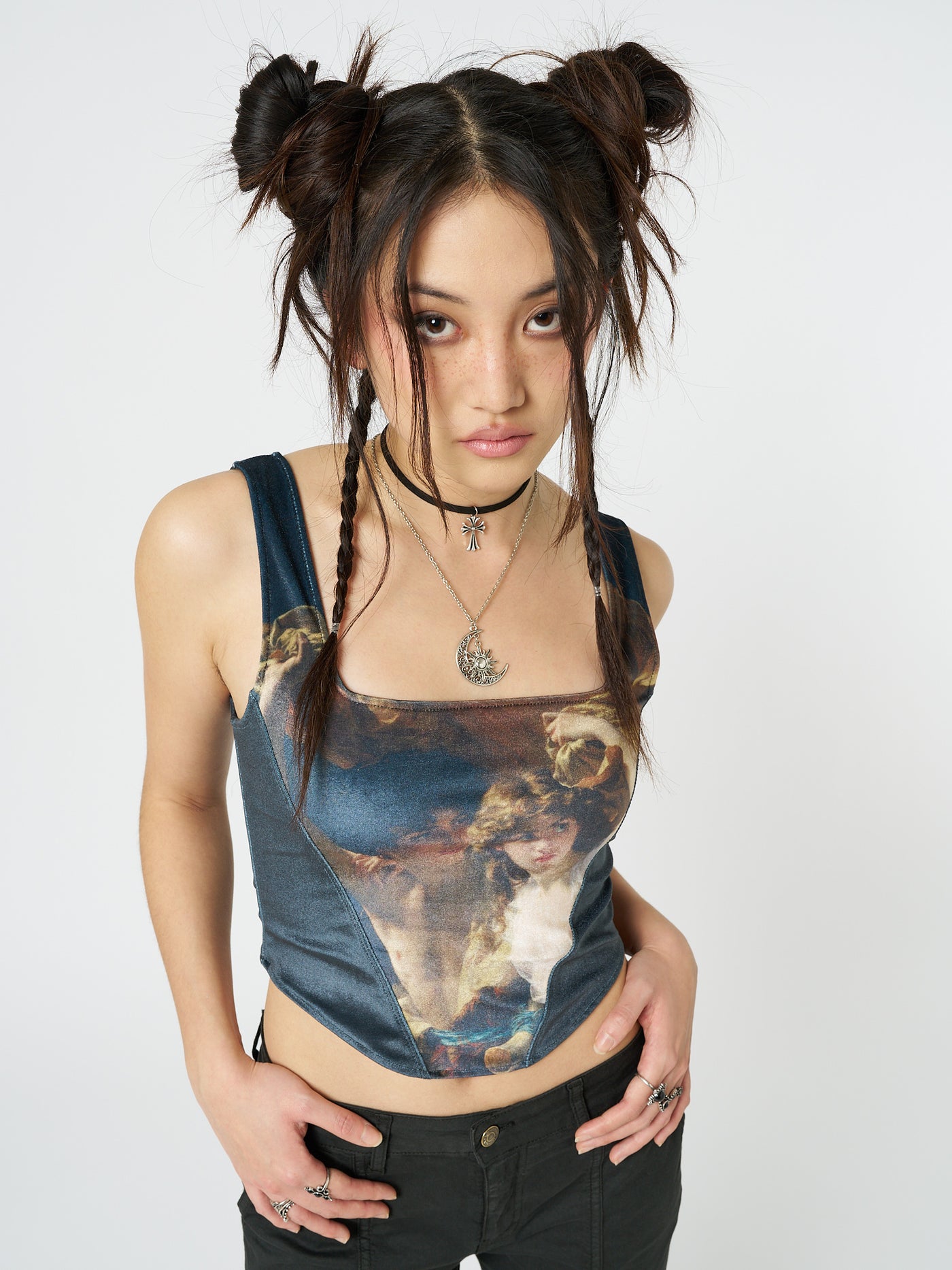 Arieta Black Velvet Corset Crop Top - Minga London