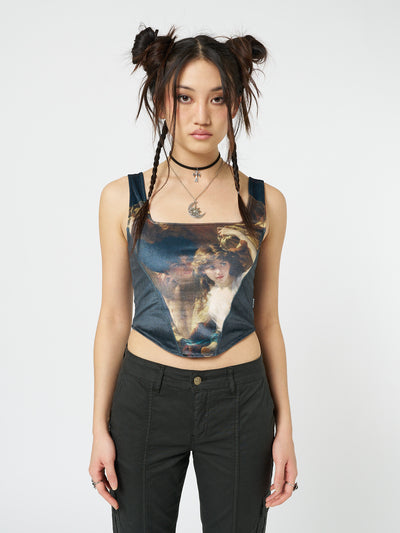 Arieta Black Velvet Corset Crop Top - Minga London
