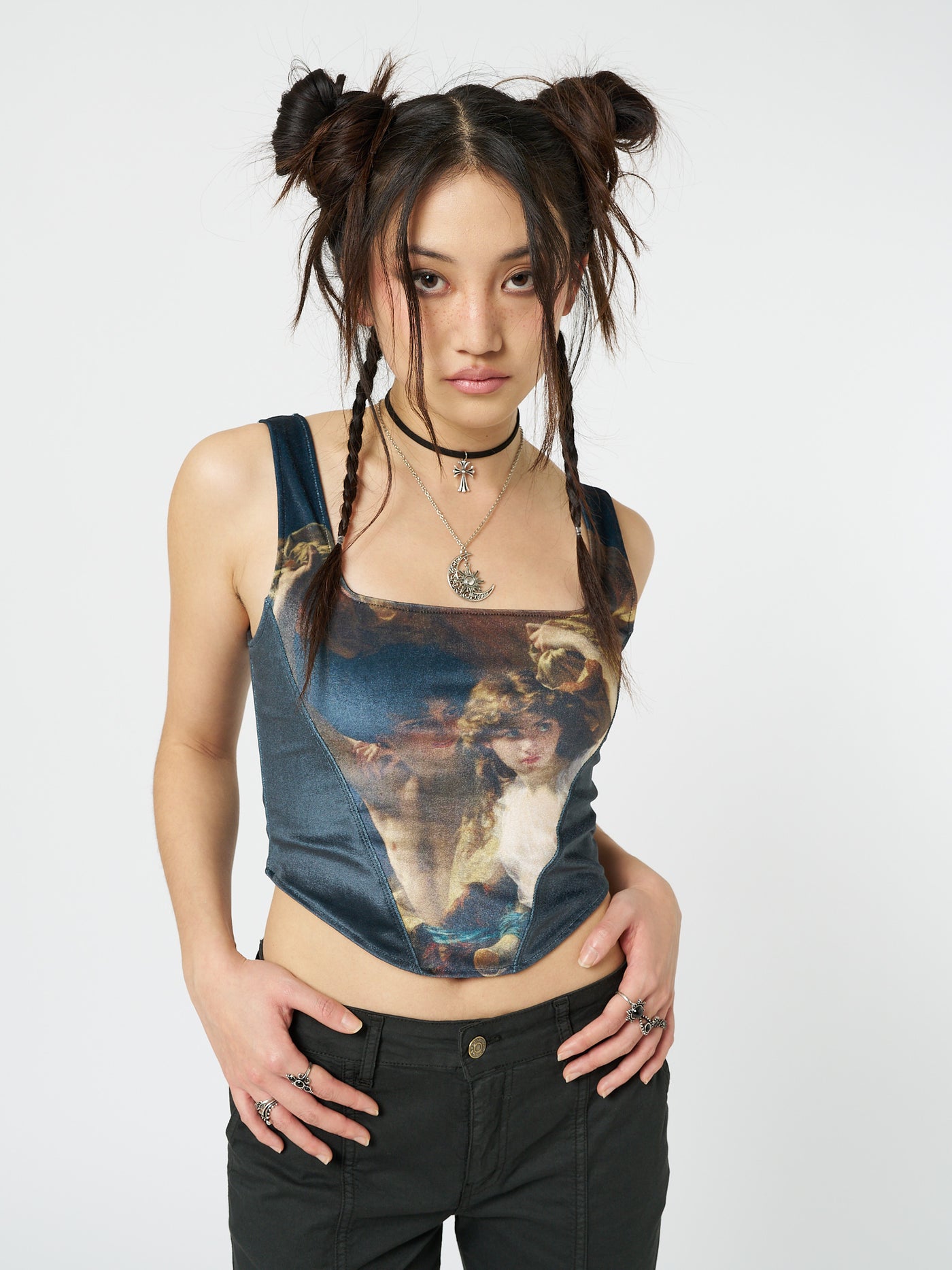 Arieta Black Velvet Corset Crop Top - Minga London