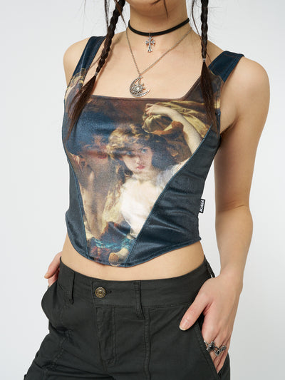 Arieta Black Velvet Corset Crop Top - Minga London