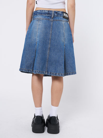 Astrid Denim Pleated Midi Skirt - Minga London