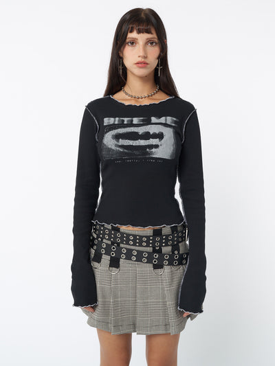 Bite Me Black Rib Top - Minga London