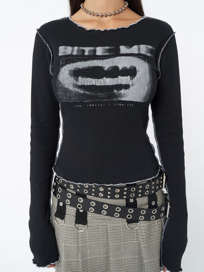 Bite Me Black Rib Top - Minga London