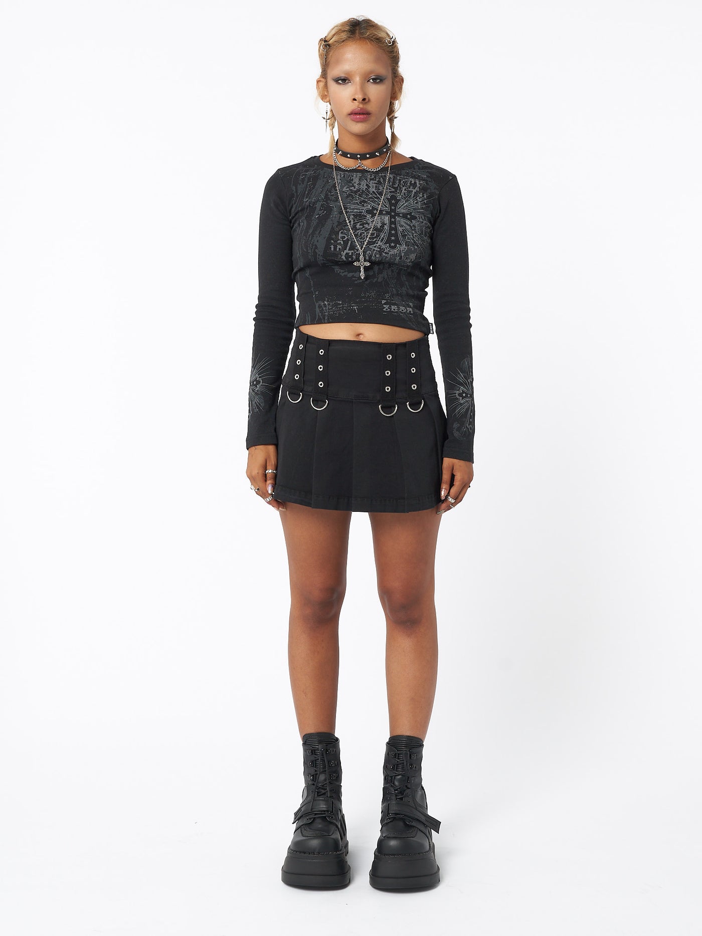 Black Rave Mini Skirt - Minga London