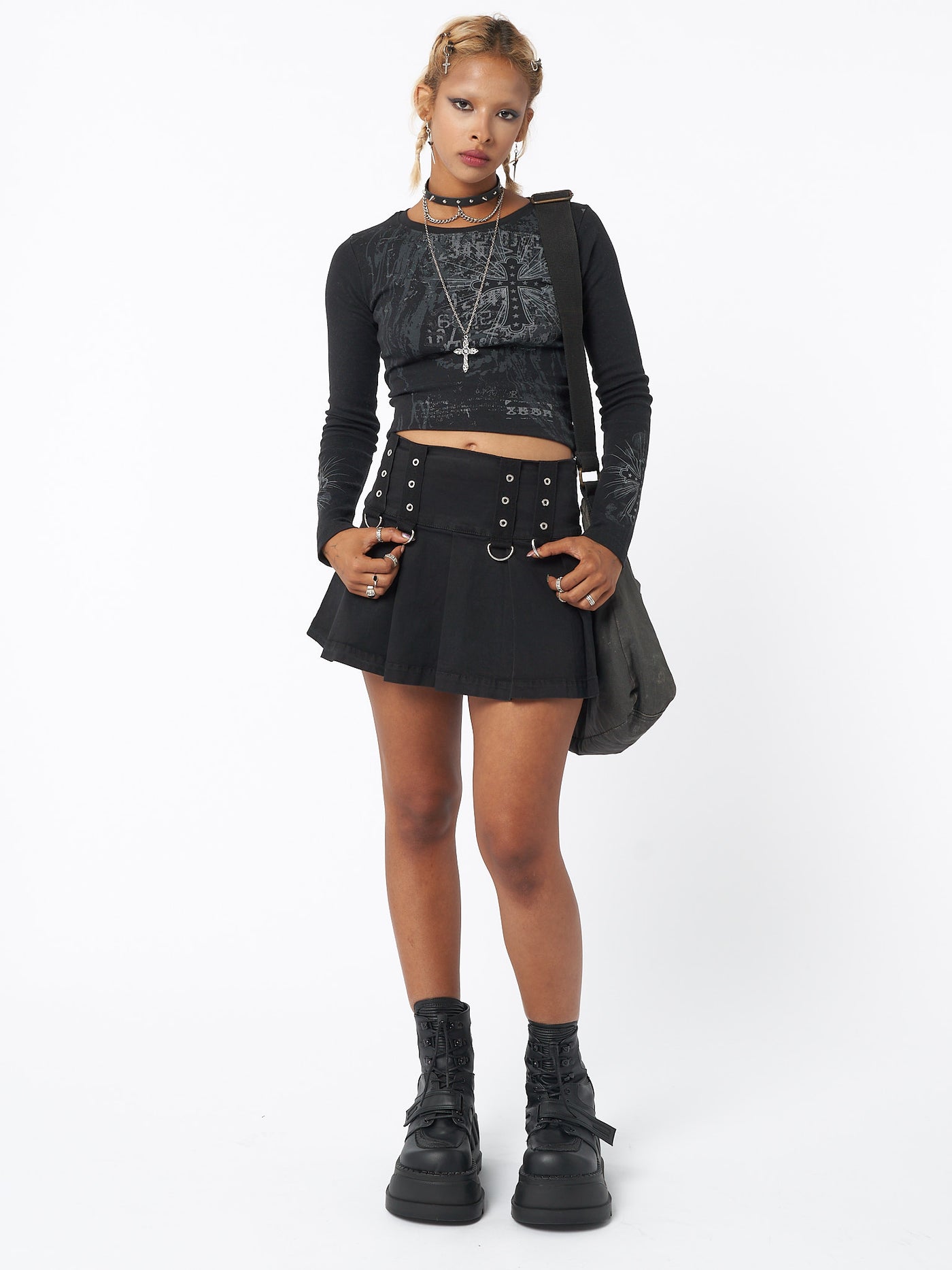 Black Rave Mini Skirt - Minga London