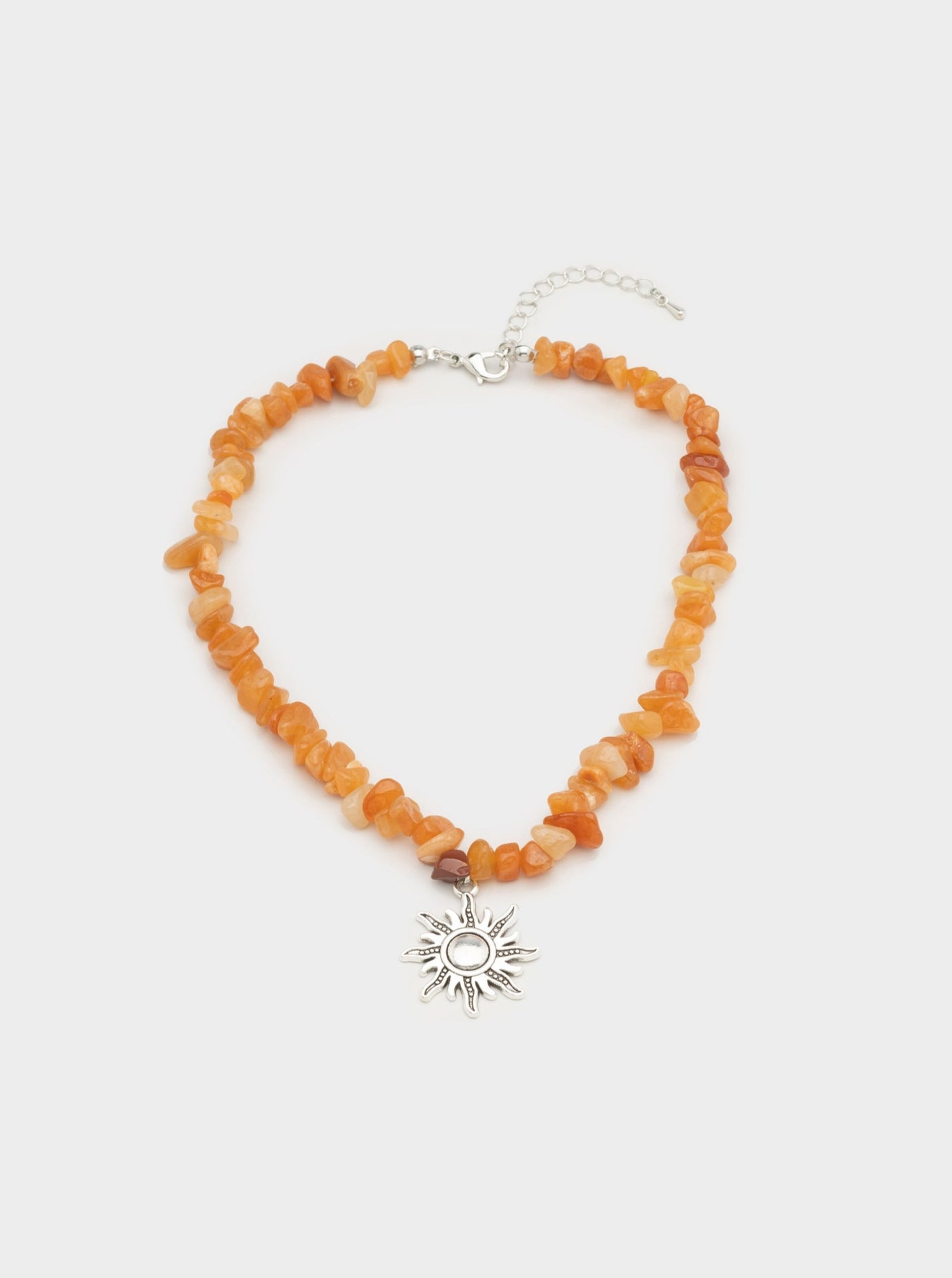 Necklace with orange stones chain and sun pendant