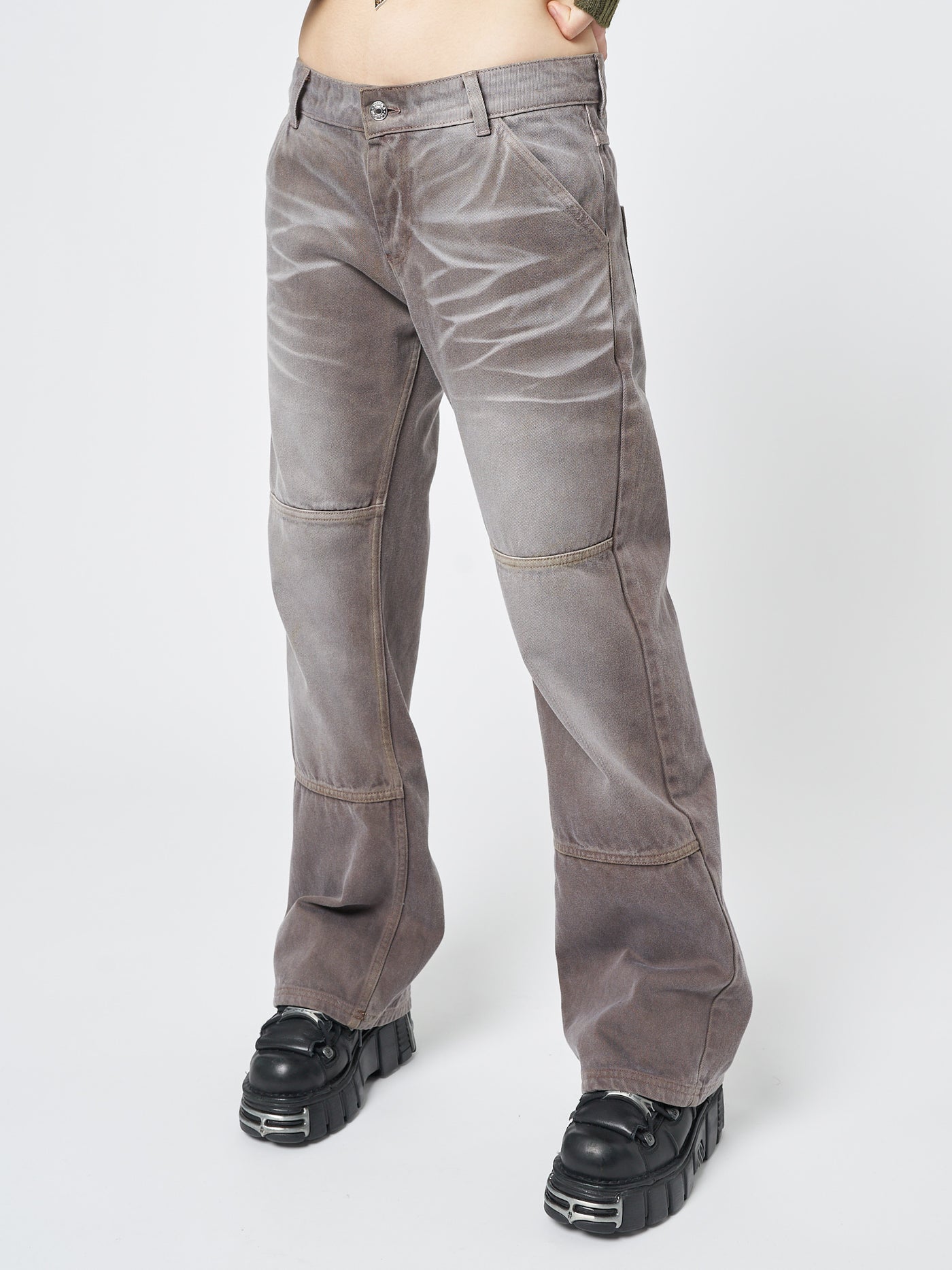 Brew Washed Brown Straight Jeans - Minga London