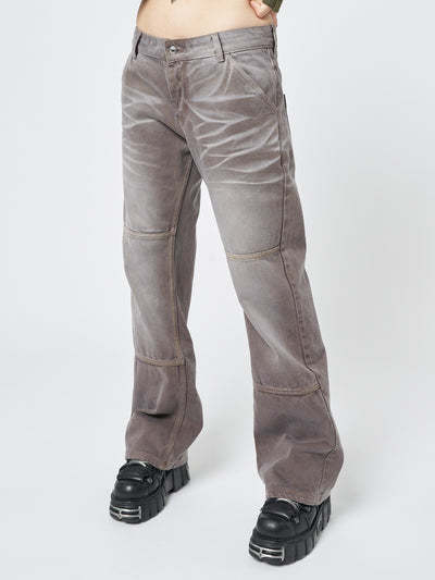 Brew Washed Brown Straight Jeans - Minga London