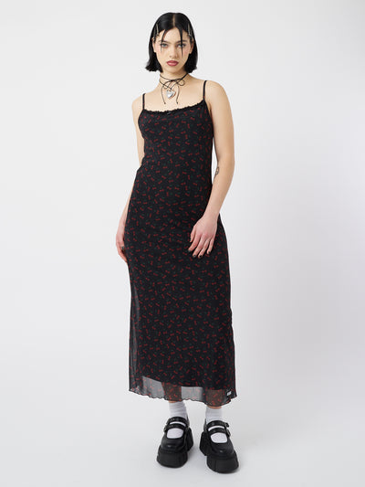 Cherry Cola Mesh Maxi Dress - Minga London