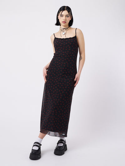 Cherry Cola Mesh Maxi Dress - Minga London