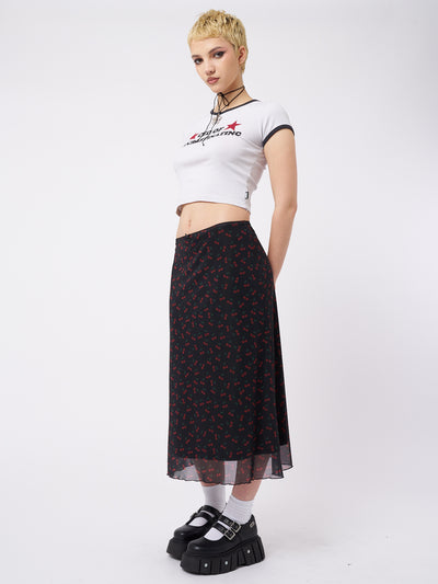 Cherry Cola Mesh Midi Skirt - Minga London