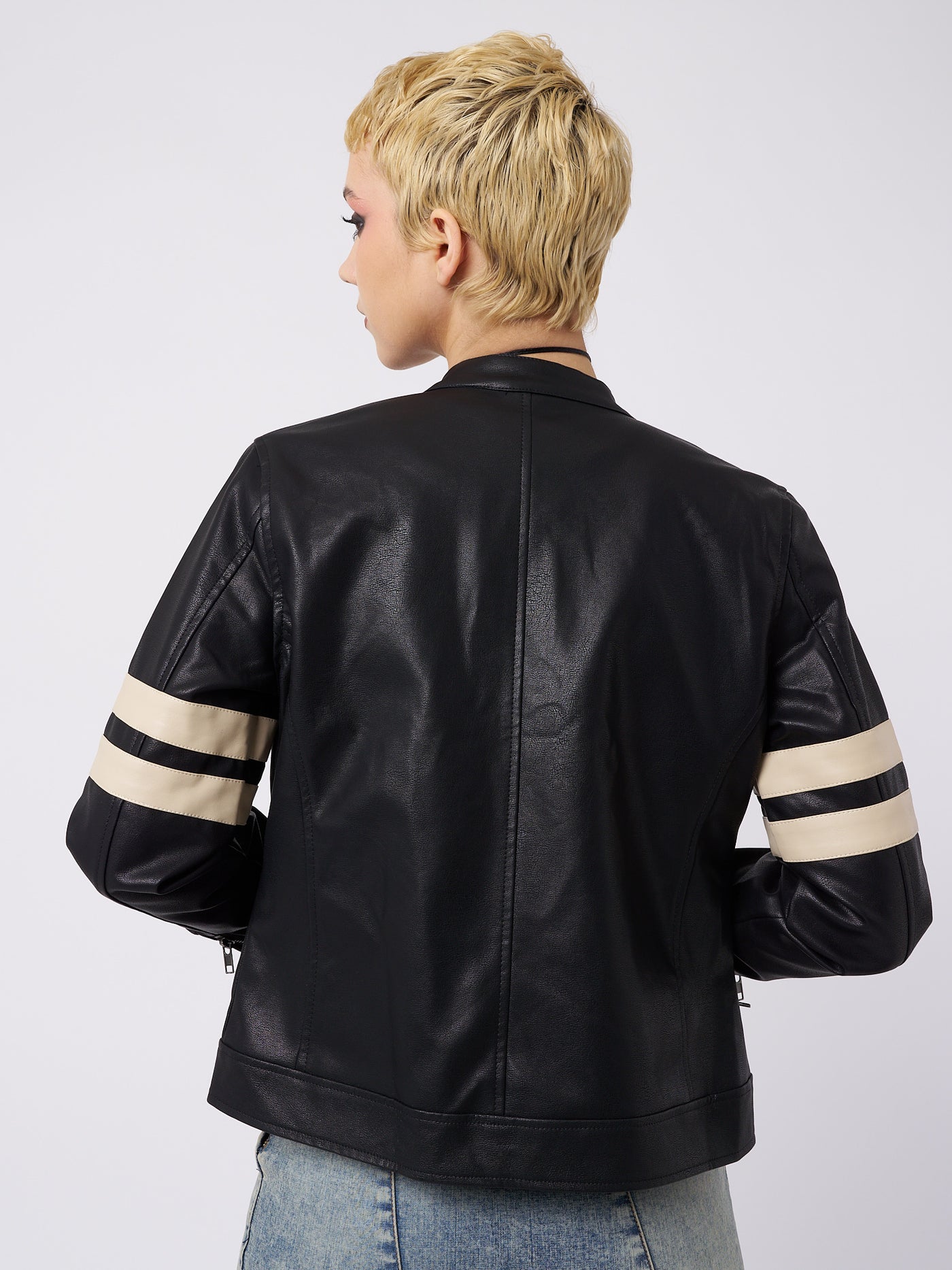 Chiara Black Vegan Racer Jacket - Minga London