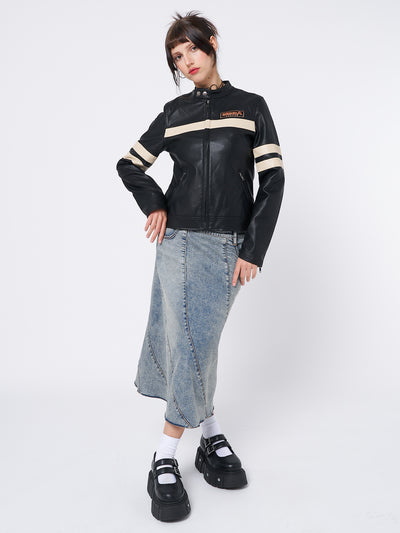 Chiara Black Vegan Racer Jacket - Minga London