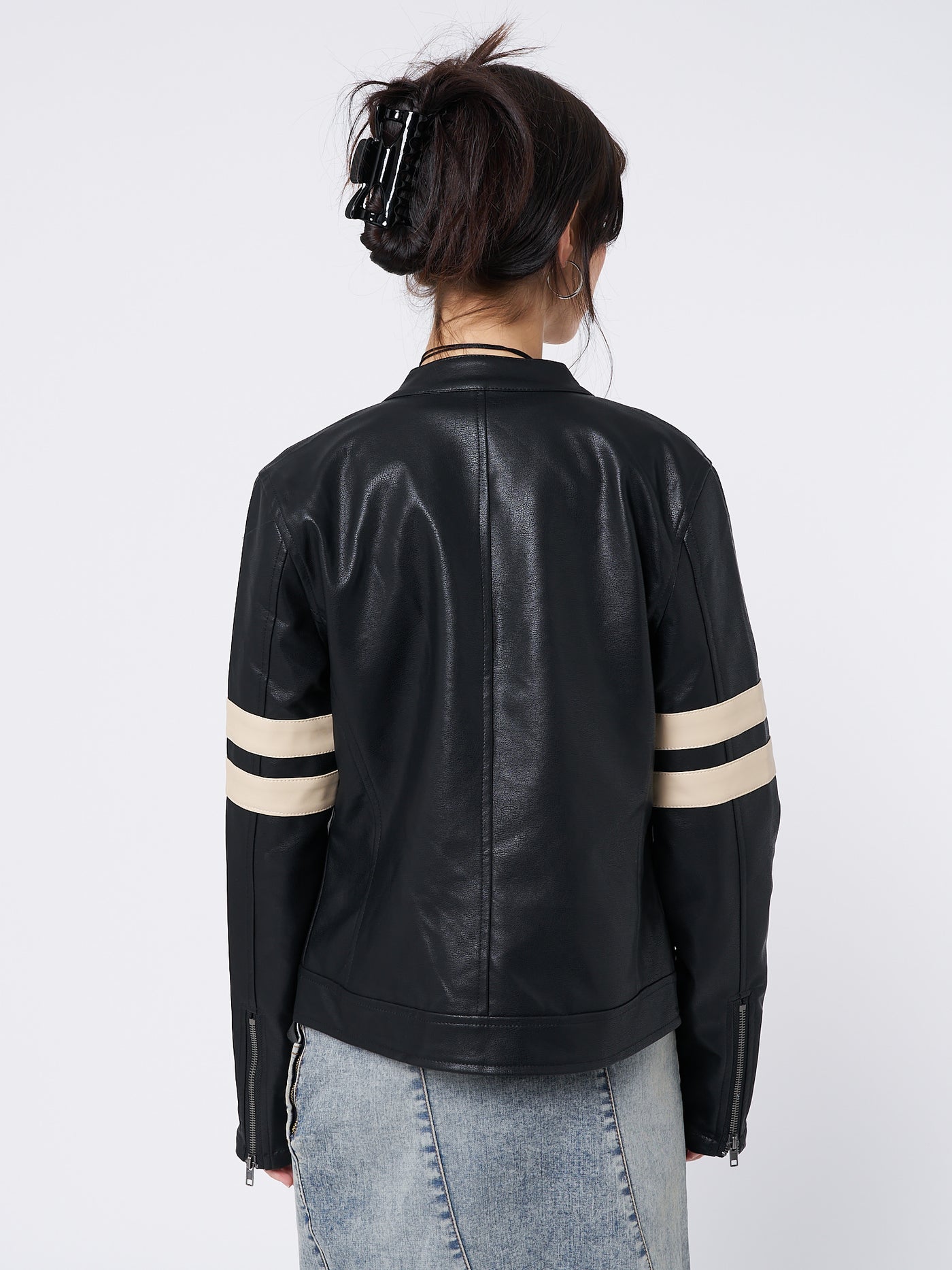 Chiara Black Vegan Racer Jacket - Minga London