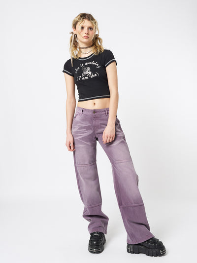 Cora Washed Mauve Straight Jeans - Minga London