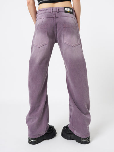 Cora Washed Mauve Straight Jeans - Minga London