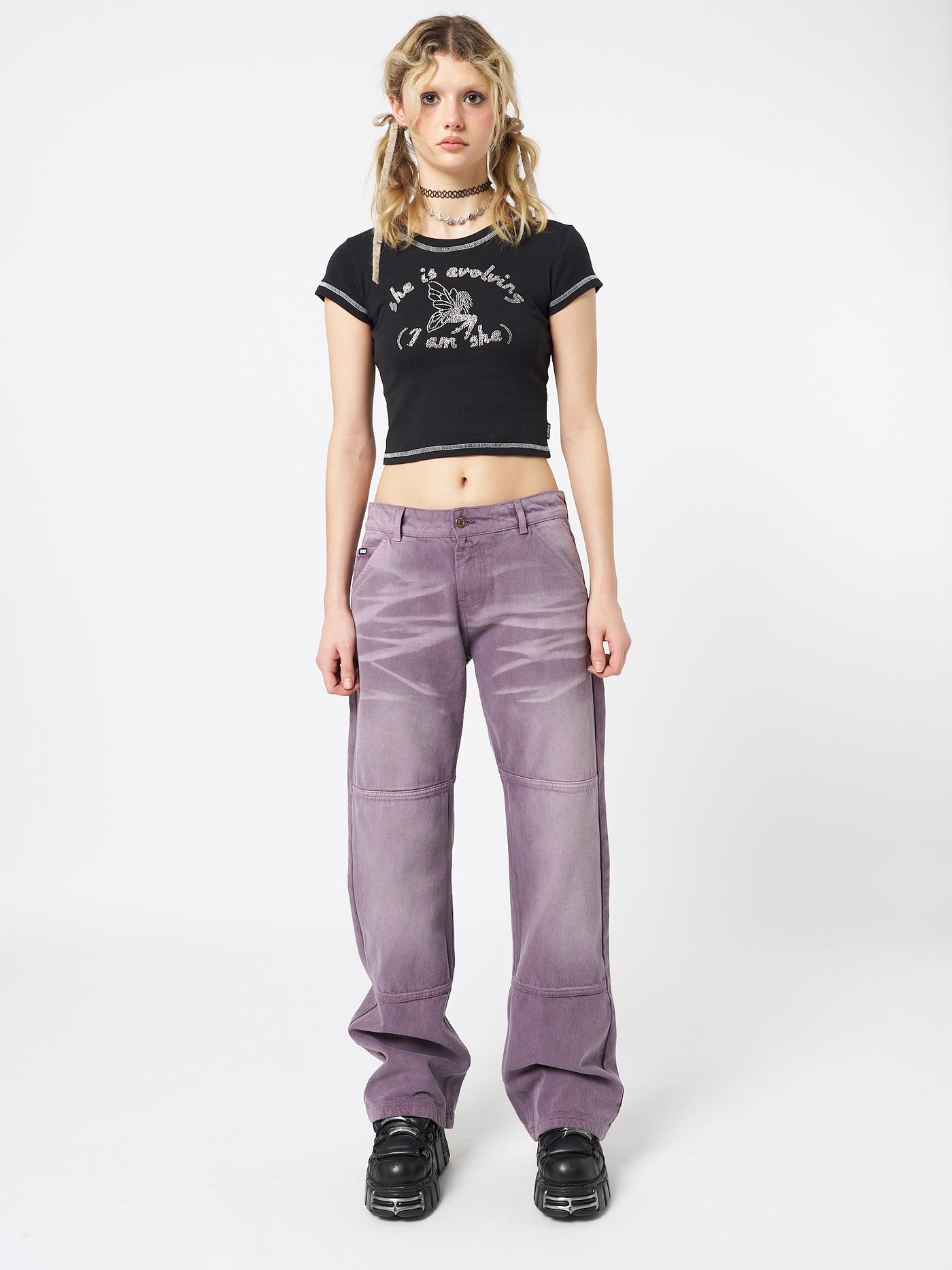 Cora Washed Mauve Straight Jeans - Minga London