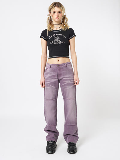 Cora Washed Mauve Straight Jeans - Minga London