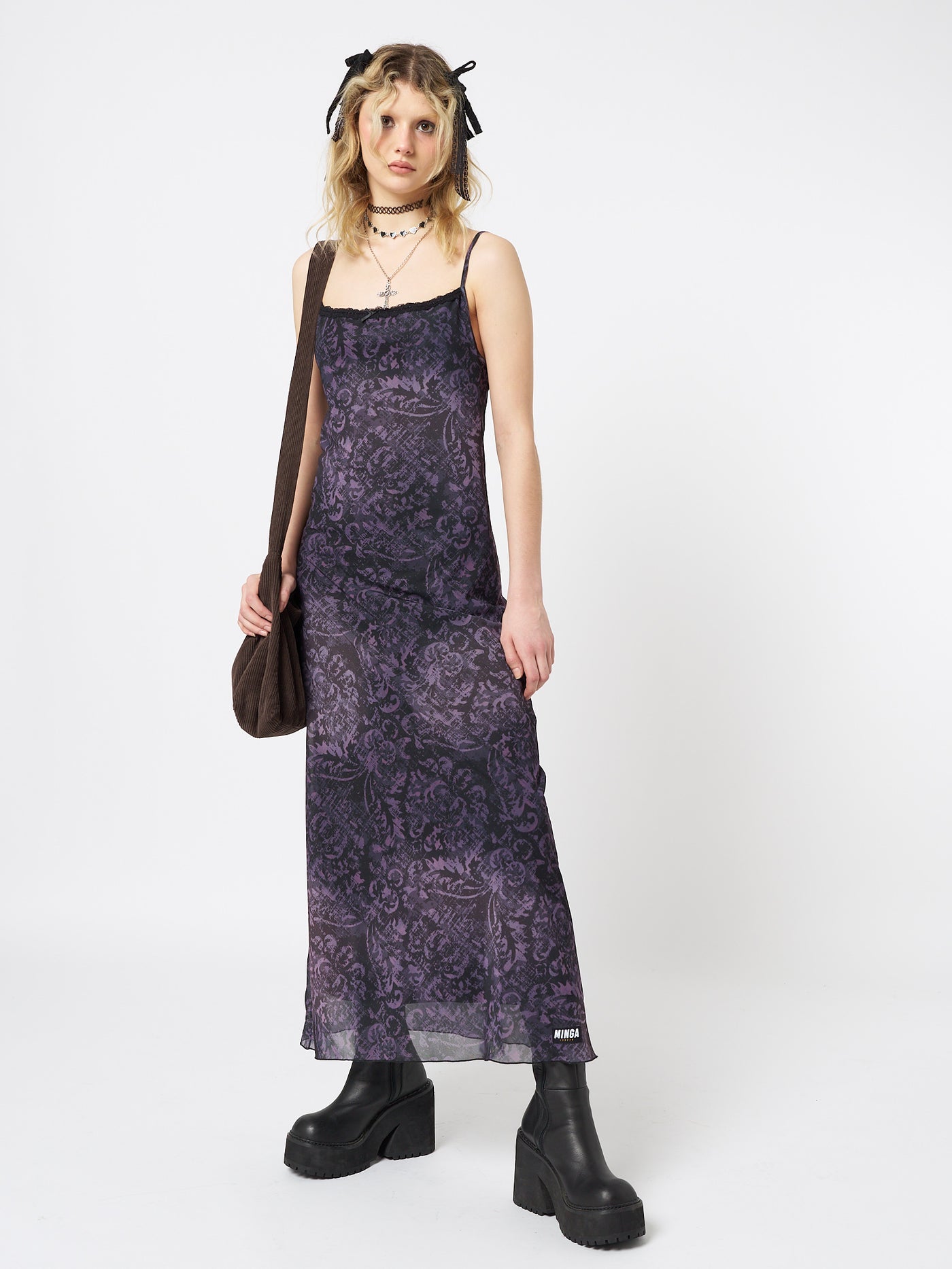 Dark Renaissance Mesh Maxi Dress - Minga London