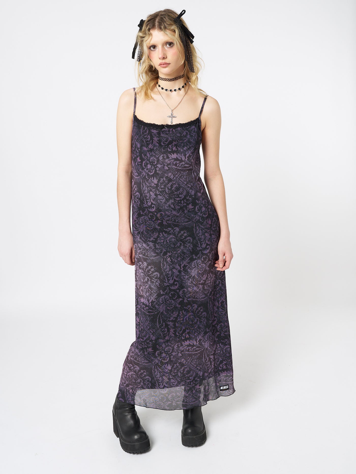 Dark Renaissance Mesh Maxi Dress - Minga London