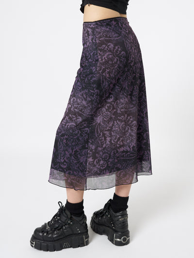 Dark Renaissance Midi Mesh Skirt - Minga London