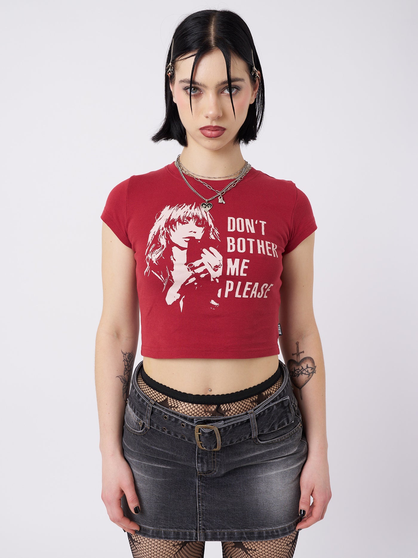 Don't Bother Me Plz Red Baby Tee - Minga London