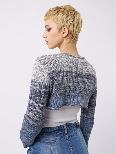 Drea Blue Extreme Cropped Cardigan - Minga London