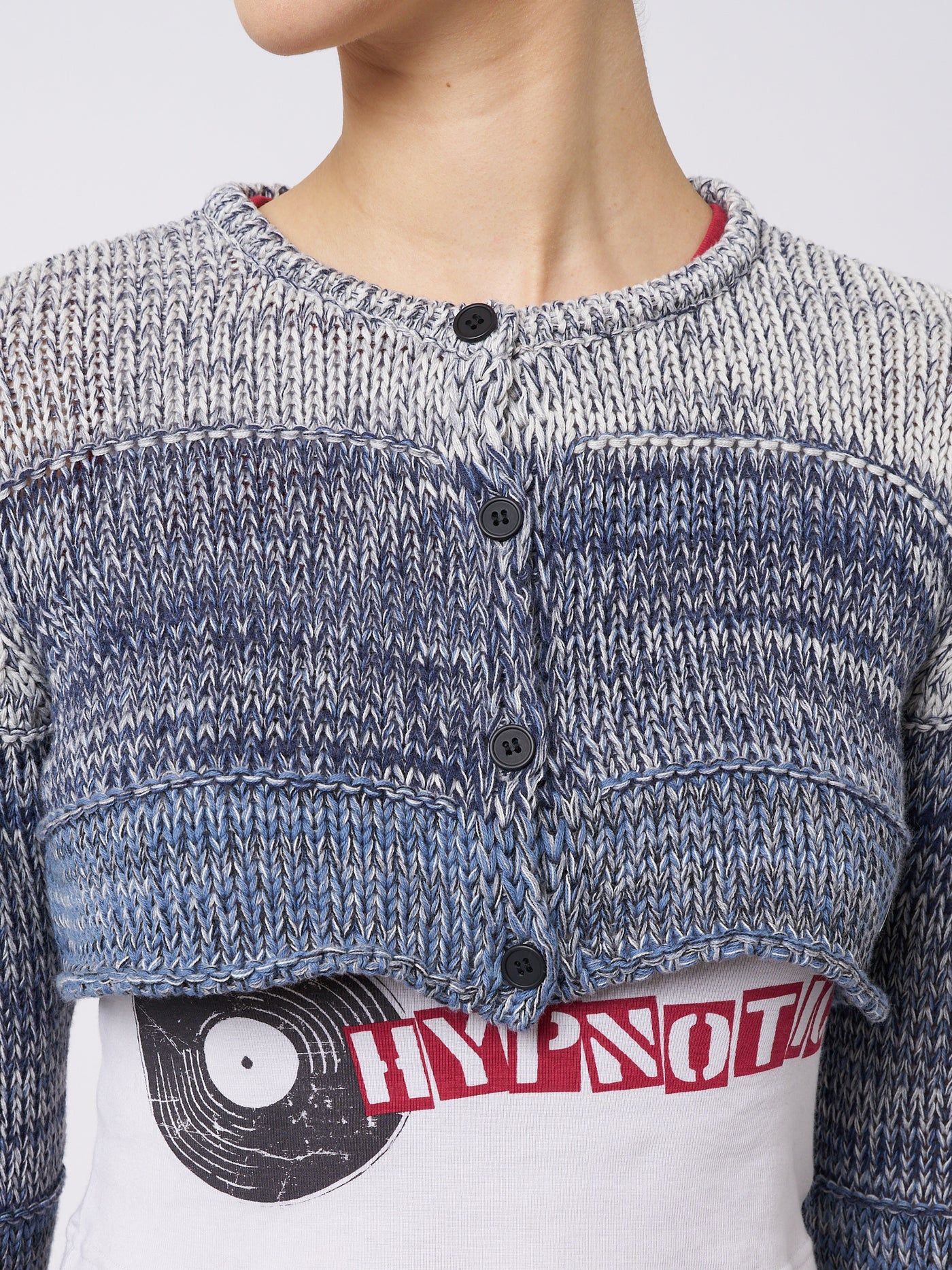 Drea Blue Extreme Cropped Cardigan - Minga London
