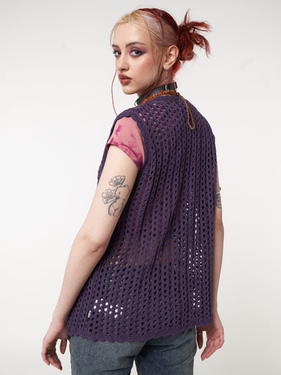 Elfie Tie Front Knit Sleveless Cardigan - Minga London
