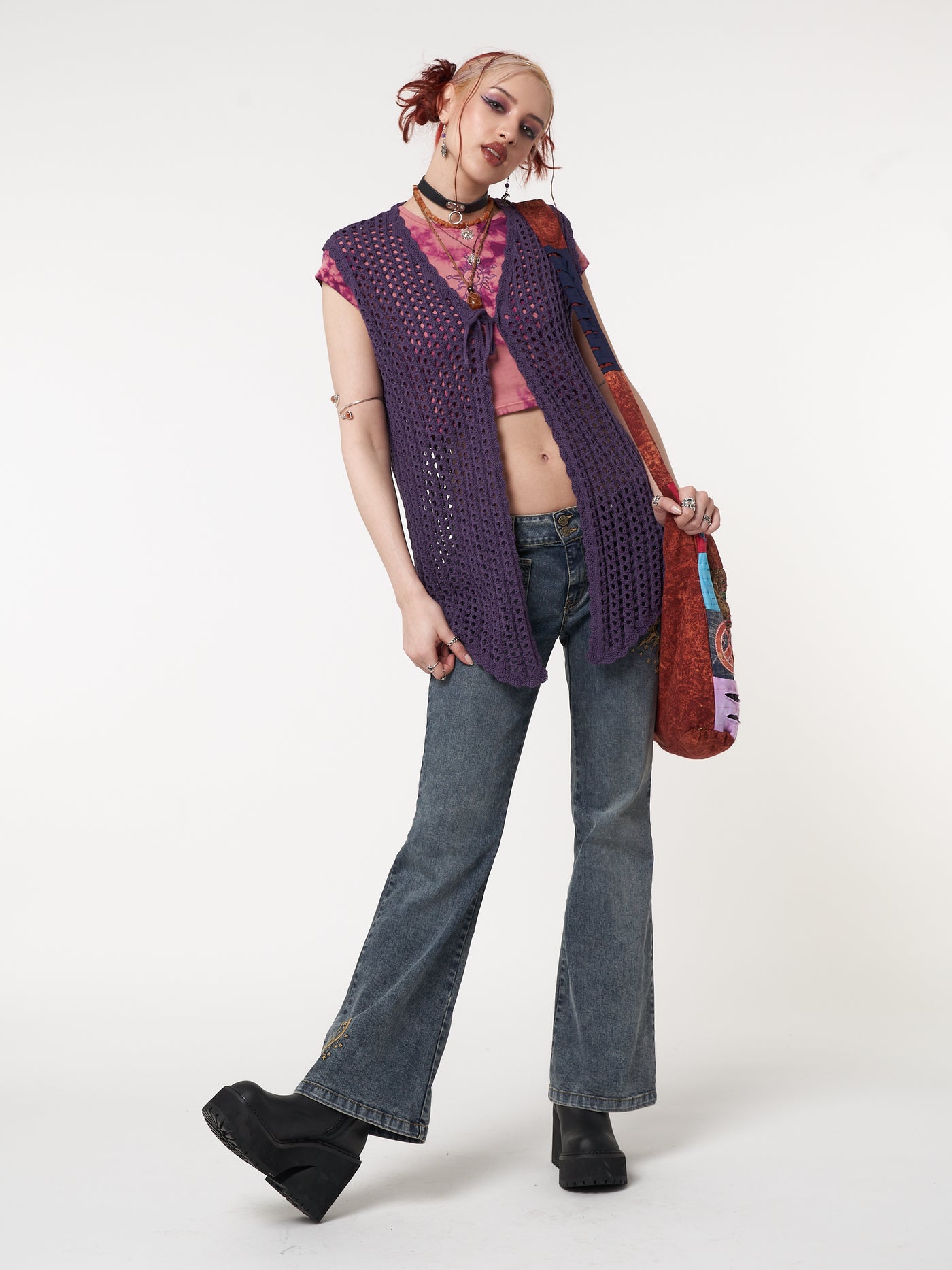 Elfie Tie Front Knit Sleveless Cardigan - Minga London