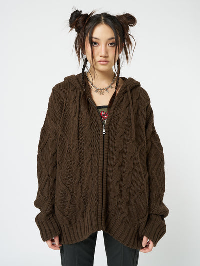 Eli Brown Zip Up Cable Knit Cardigan - Minga London