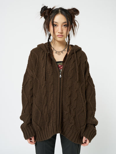 Eli Brown Zip Up Cable Knit Cardigan - Minga London