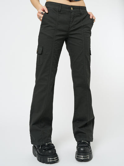 Eve Black Y2K Cargo Pants - Minga London