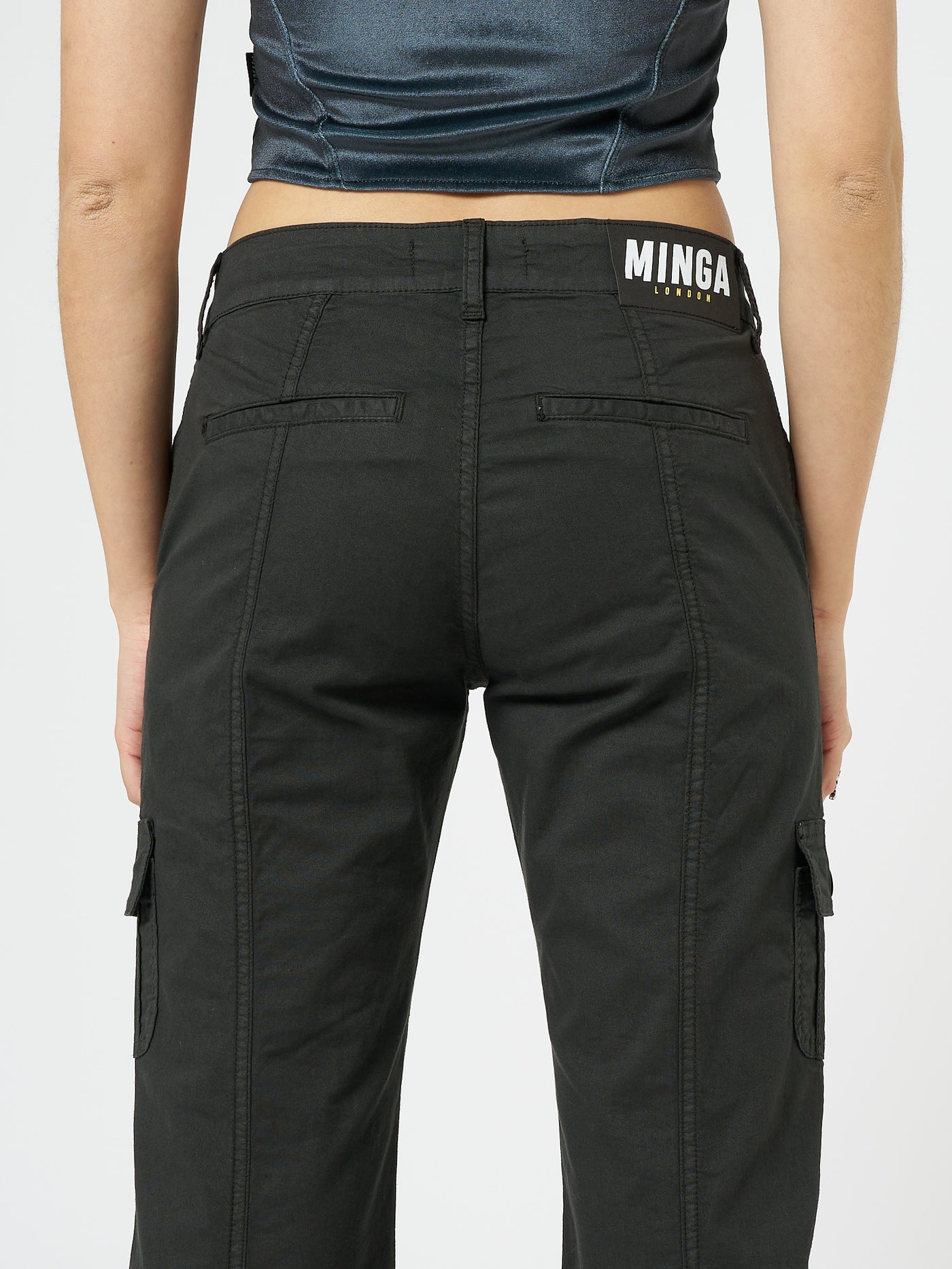 Eve Black Y2K Cargo Pants - Minga London