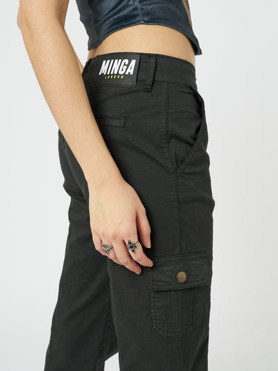 Eve Black Y2K Cargo Pants - Minga London