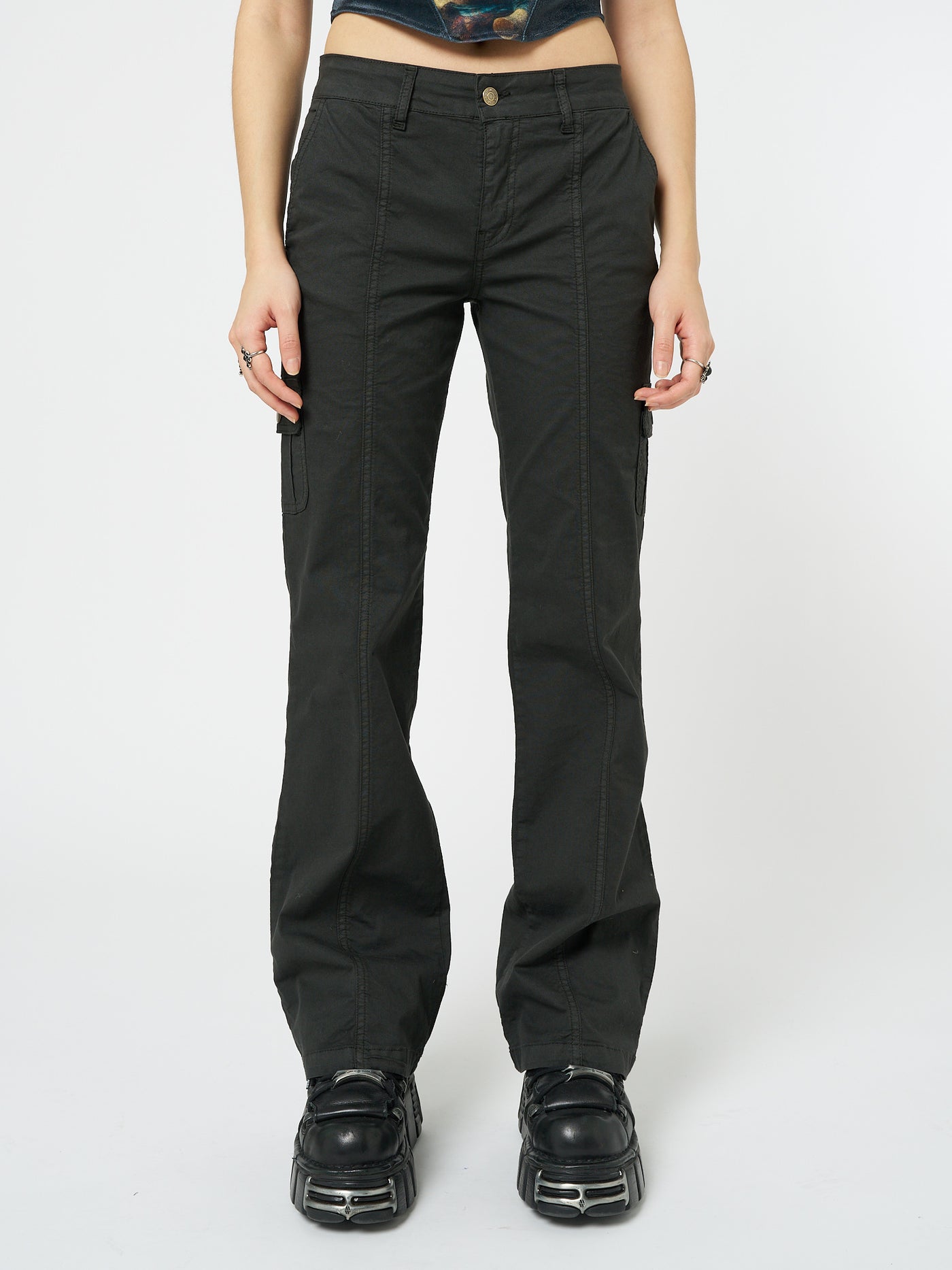 Eve Black Y2K Cargo Pants - Minga London