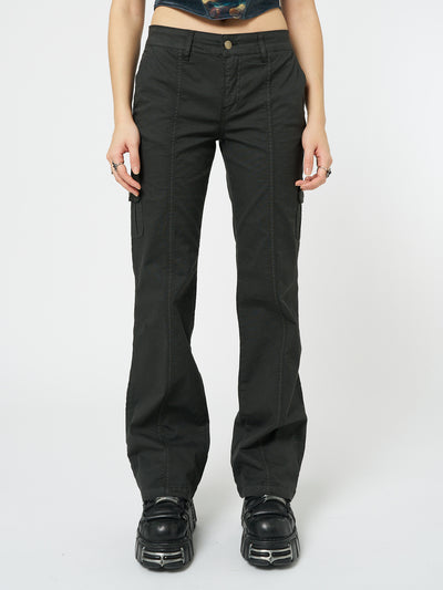 Eve Black Y2K Cargo Pants - Minga London