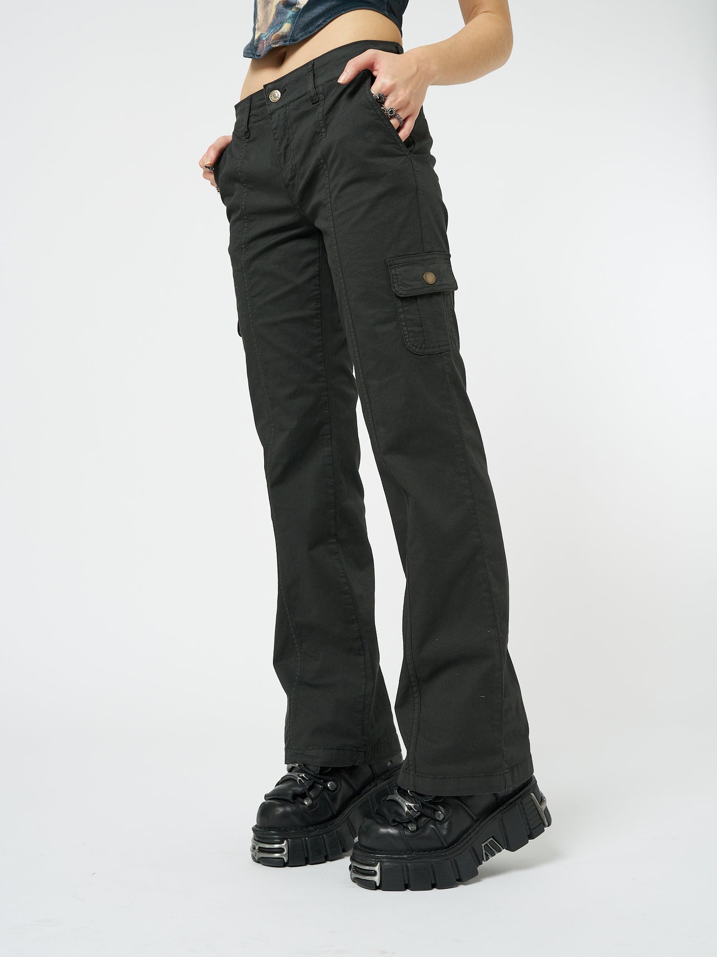 Eve Black Y2K Cargo Pants - Minga London