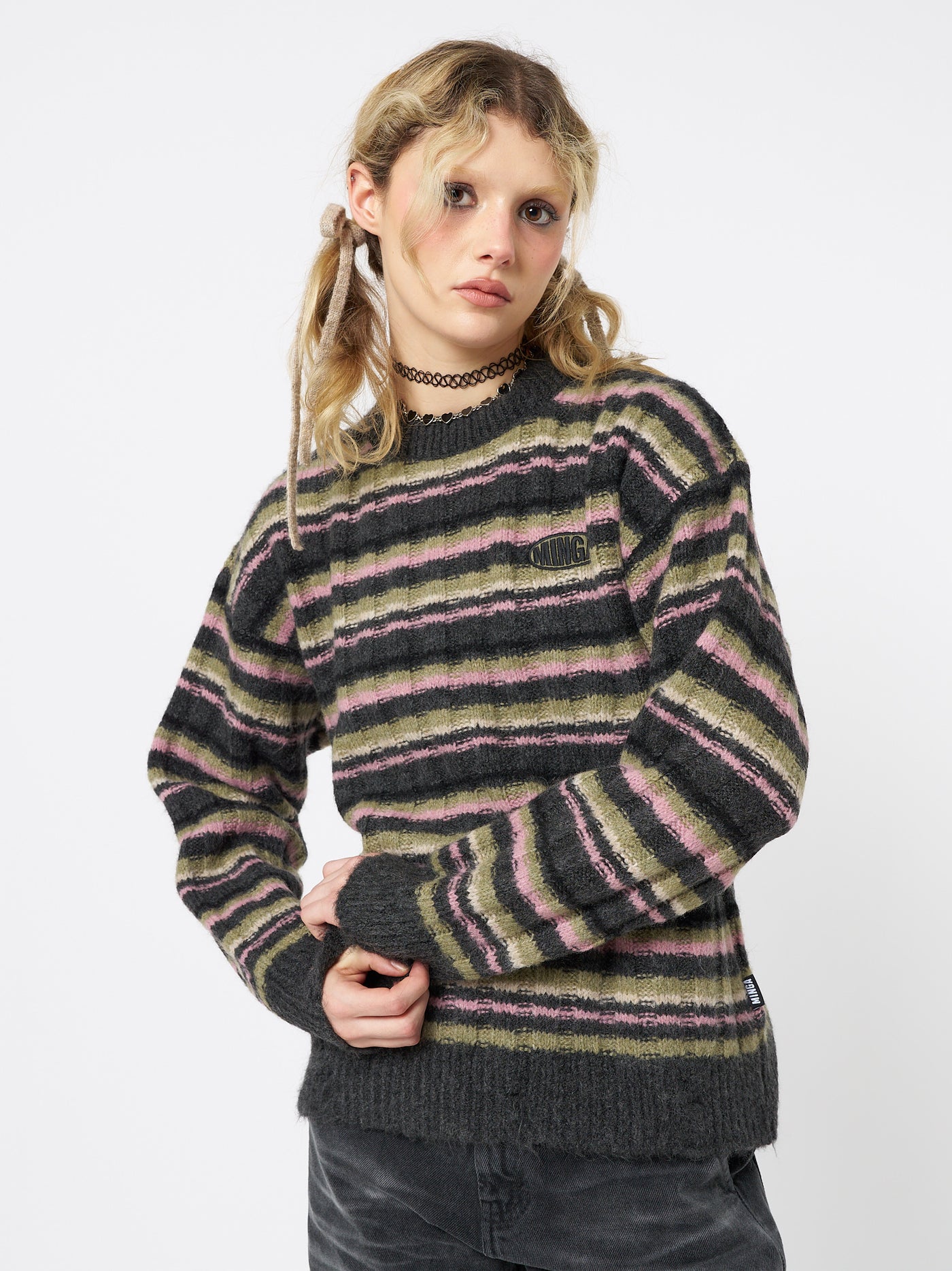 Evelyn Striped Knit Sweater - Minga London