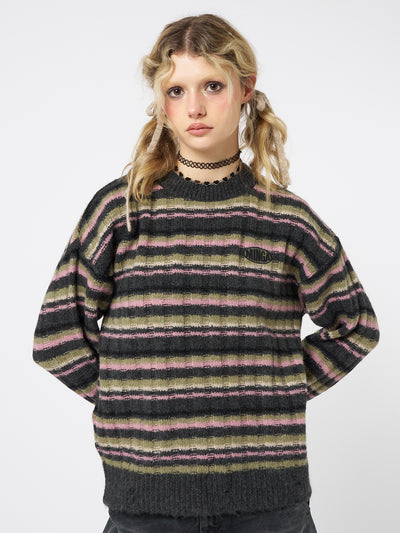 Evelyn Striped Knit Sweater - Minga London