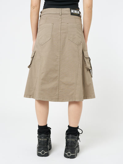 Fae Brown Cargo Midi Skirt - Minga London