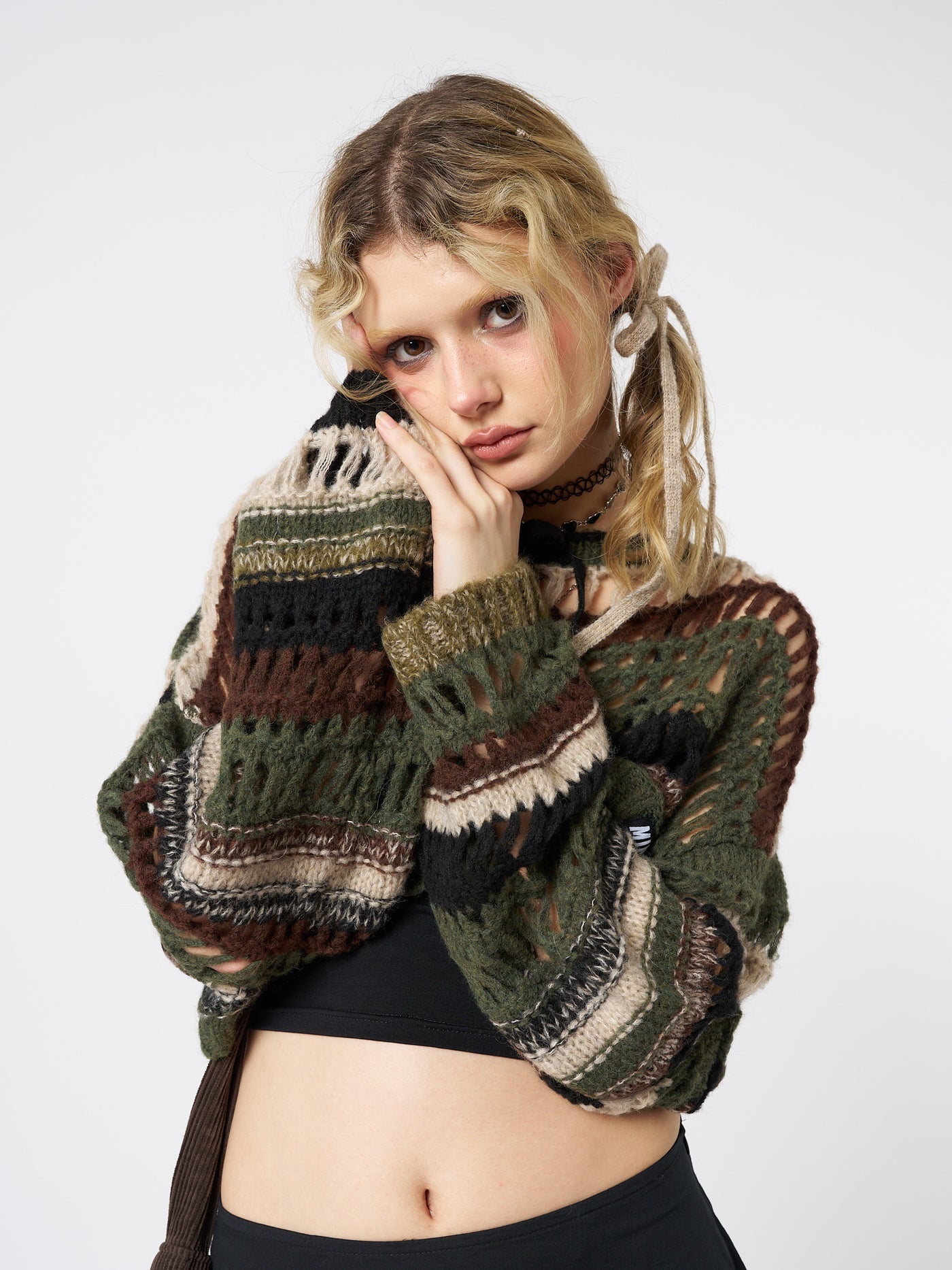 PLT Shape Mint Velour Extreme Crop Sweater