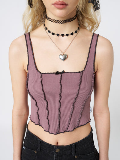 Gothic Ballerina Contrast Stitch Corset Top - Minga London