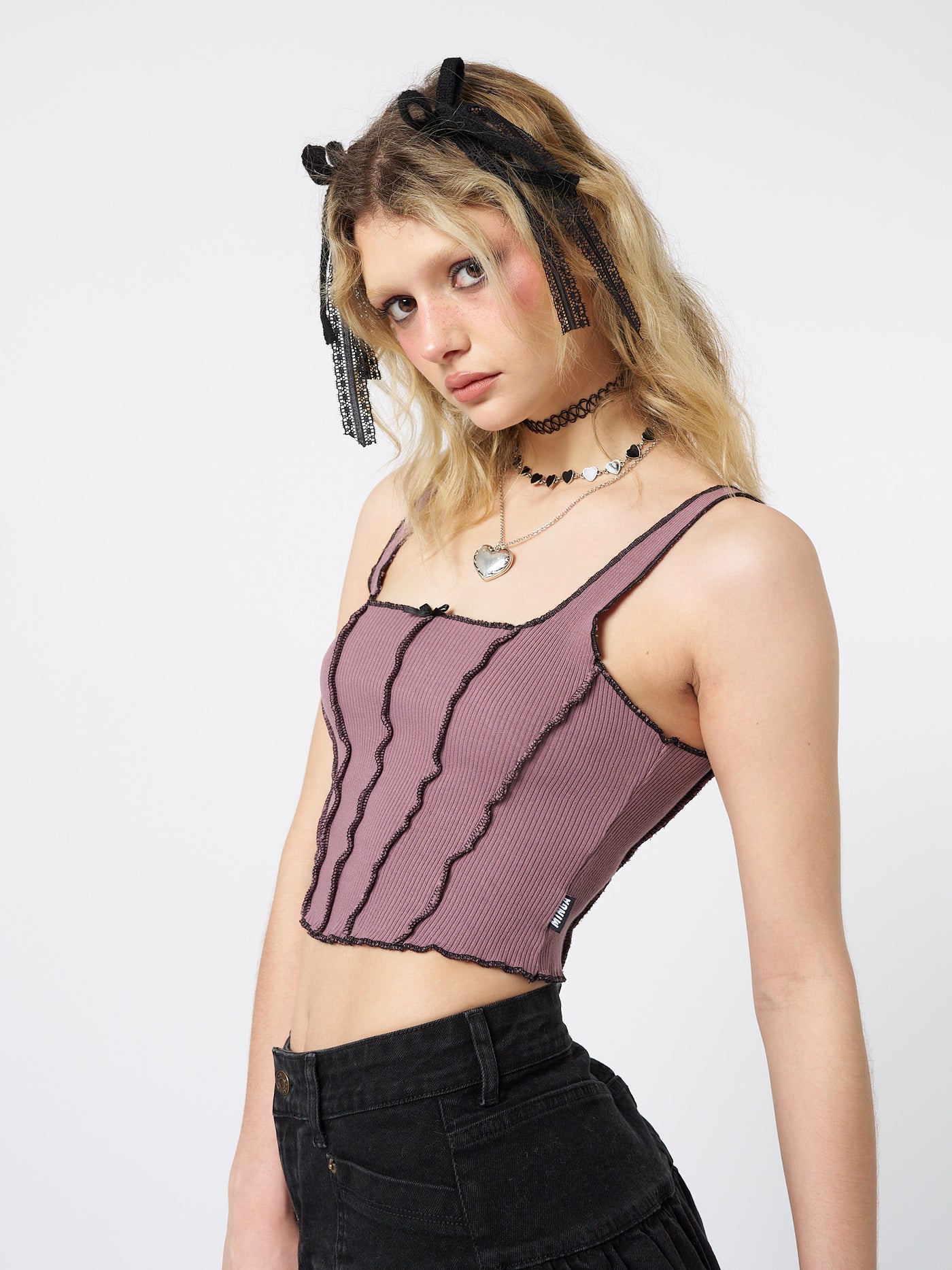 Gothic Ballerina Contrast Stitch Corset Top - Minga London