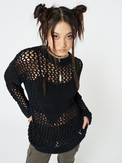 Heart Stopper Open Knit Jumper - Minga London